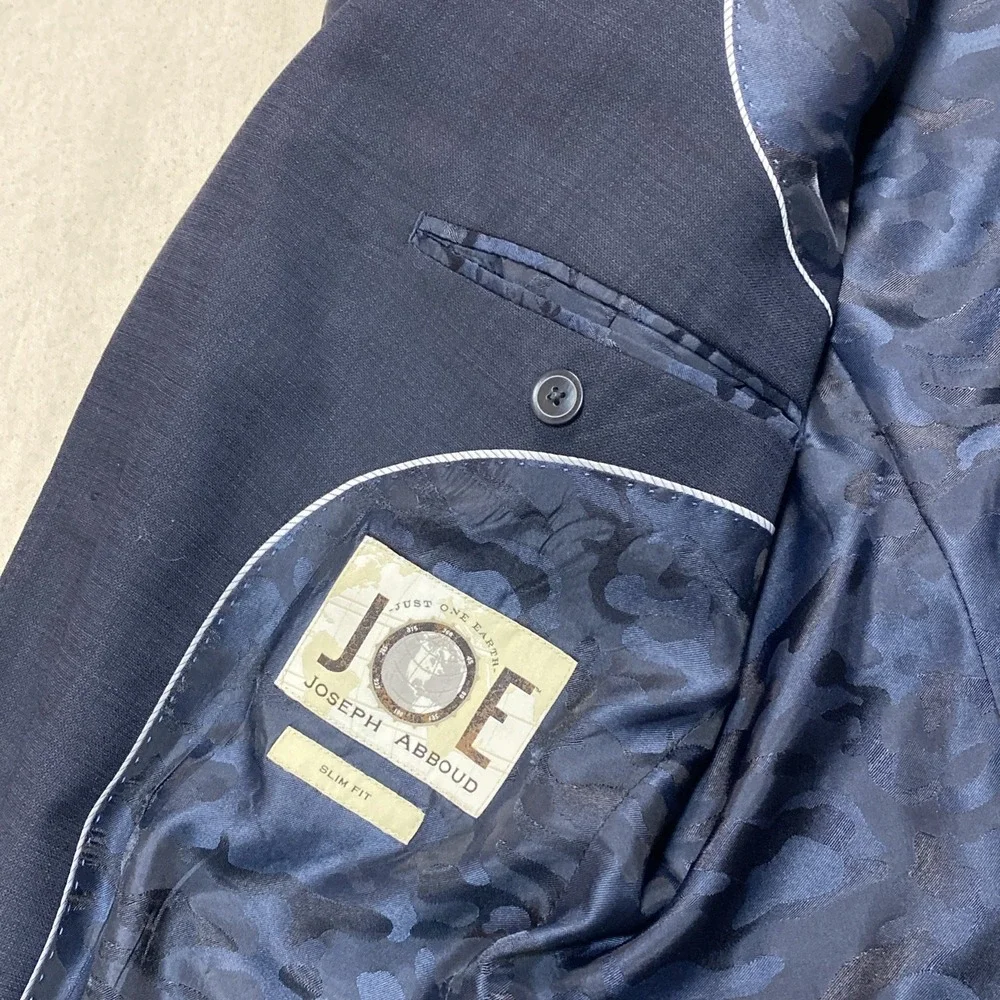 Joseph Abboud Blazer Mens 42L Blue Mazzotto Super 120s Wool Jacket Slim Fit